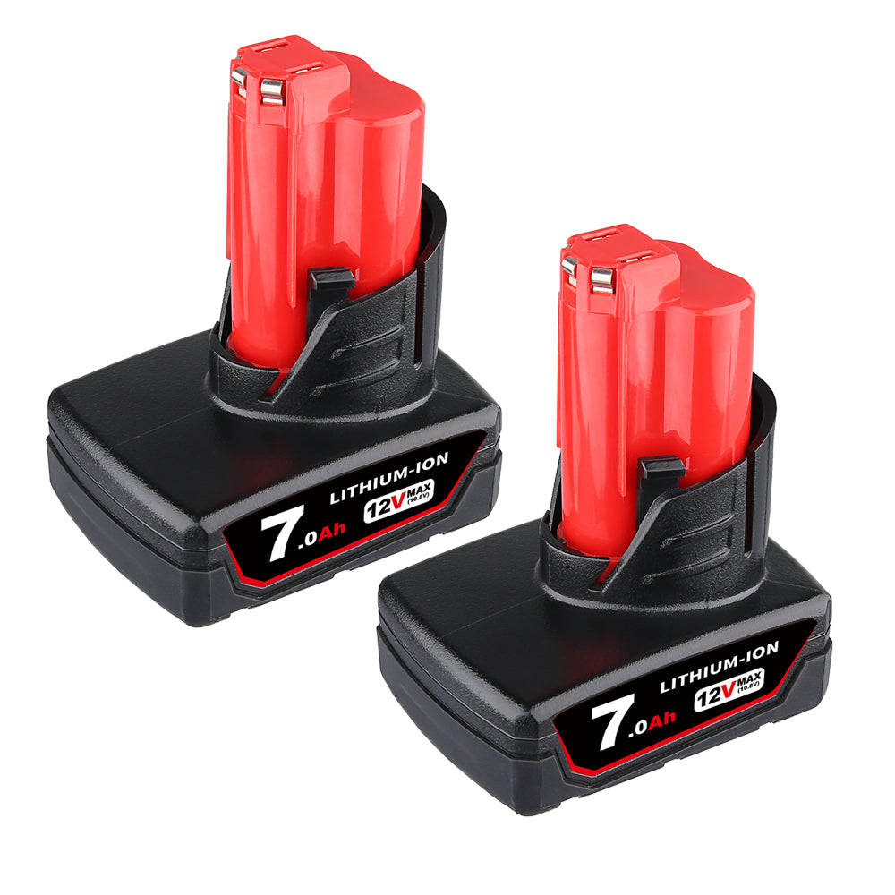 2 Pack For Milwaukee M12 12V 7.0Ah Li-ion Battery +  M12 Charger Replacement | 12V Rapid Charger