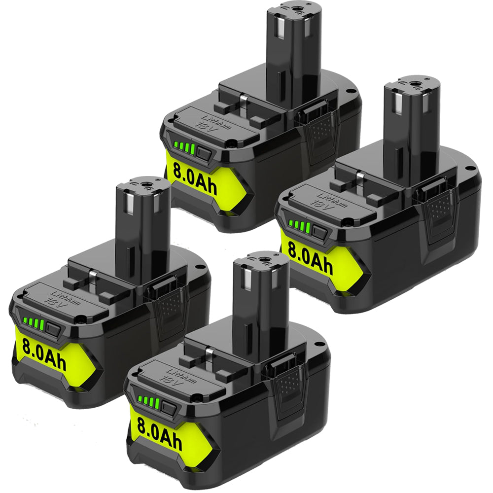 4 Packs 8.0Ah For Ryobi 18V P108 Battery replacement | High Capacity Li-ion Battery