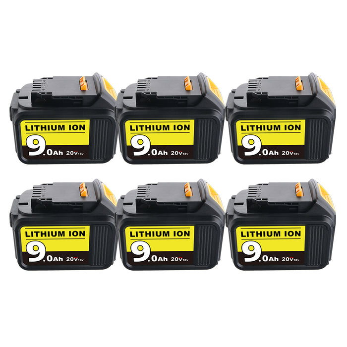 9.0Ah For DeWalt Battery Replacement | 20V Max Xr Li-ion Battery DCB200 DCB204 DCB206 DCB205-2 6 Pack