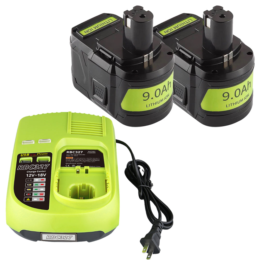 For Ryobi 18V 9.0Ah P108 Battery Replacement  2 Pack With Charger For Ryobi 12V-18V P117 P104 Ni-Cd & Ni-Mh | clearance