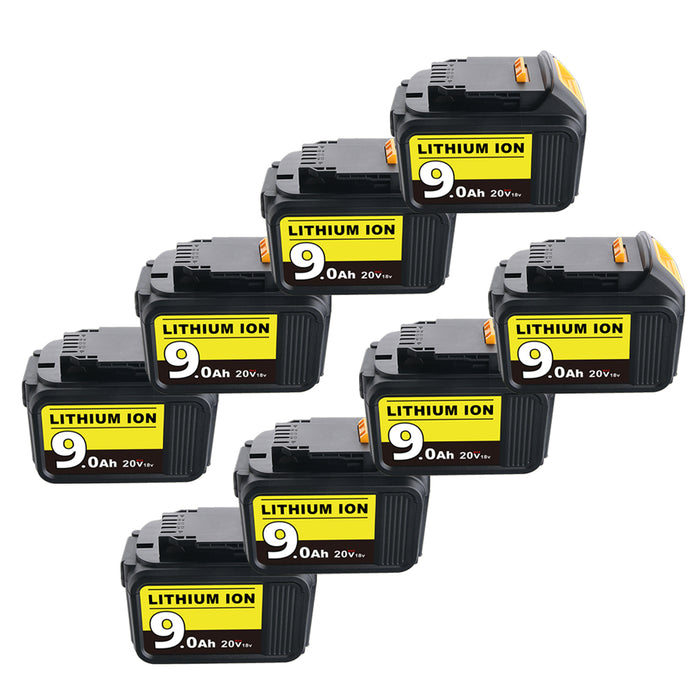 9.0Ah For DeWalt 20V Battery Replacement | Li-ion Battery DCB200 DCB204 DCB206 DCB205 8 Pack