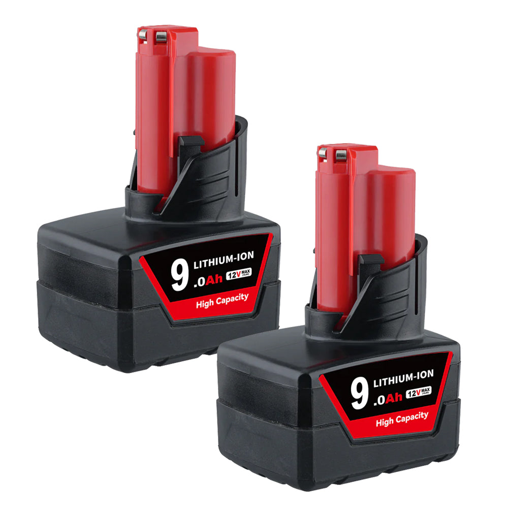 2 Pack 12V 9.0Ah For Milwaukee M12 Li-ion Replacement Battery