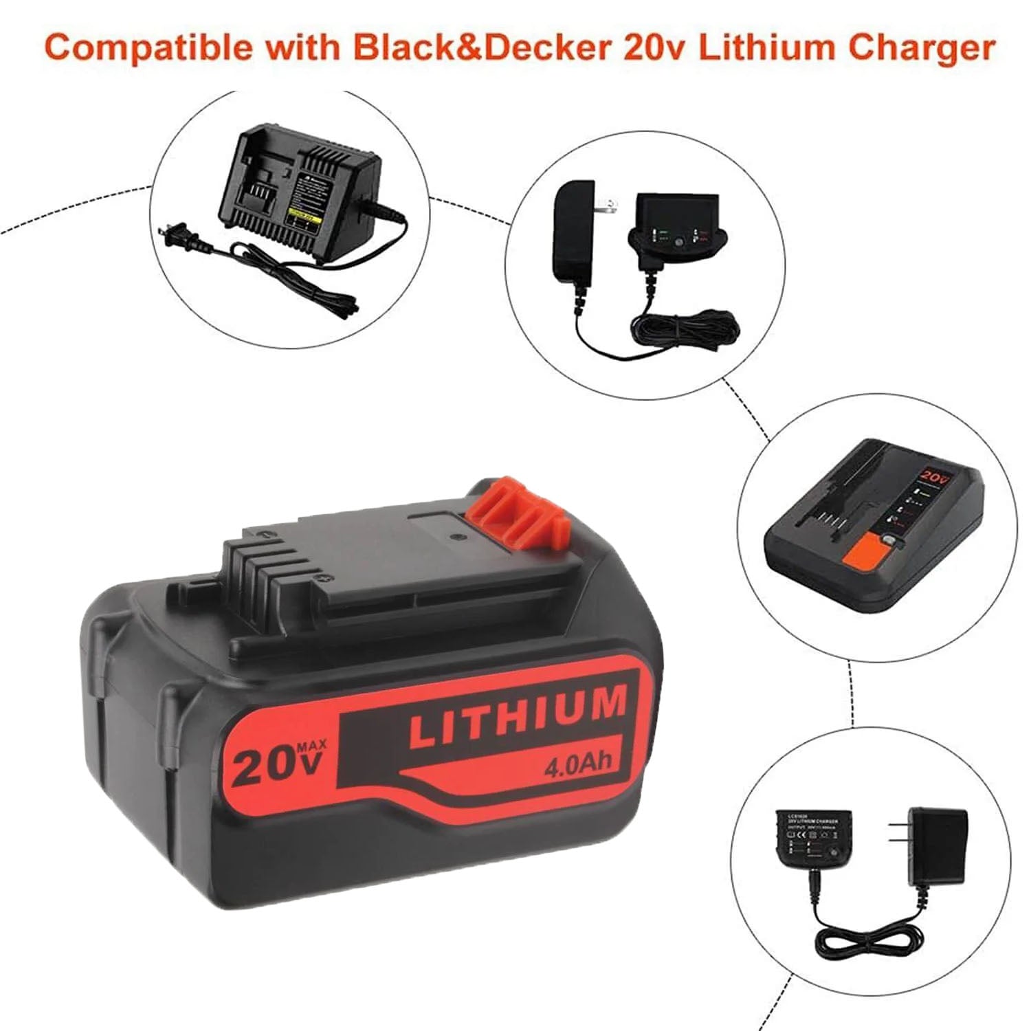 For Black and Decker 20V LB20 LBX20 LBXR20 Battery Replacement | 4.0Ah Lithium-Ion Battery 4 Pack | clearance | clearance