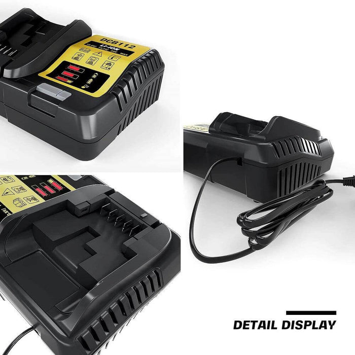 For DeWalt 20V MAX Battery | DCB200 5.5Ah LI-ION Battery 2 Pack with DCB112 Charger For DeWalt 20V Battery Charger | Replace DCB112 DCB107 DCB105