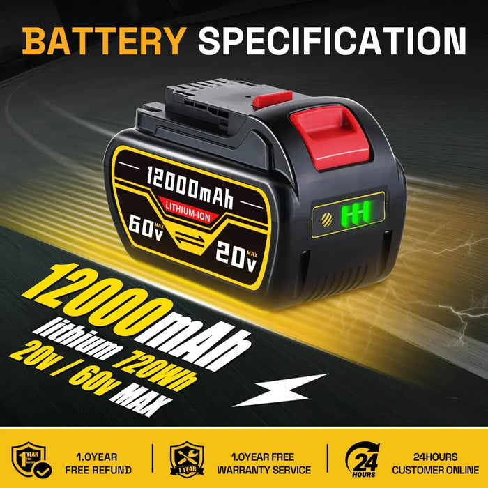 For Dewalt DCB609 20V/60V MAX FLEXVOLT Li-Ion 12.0Ah Battery DCB609-2 DCB606 6PACK