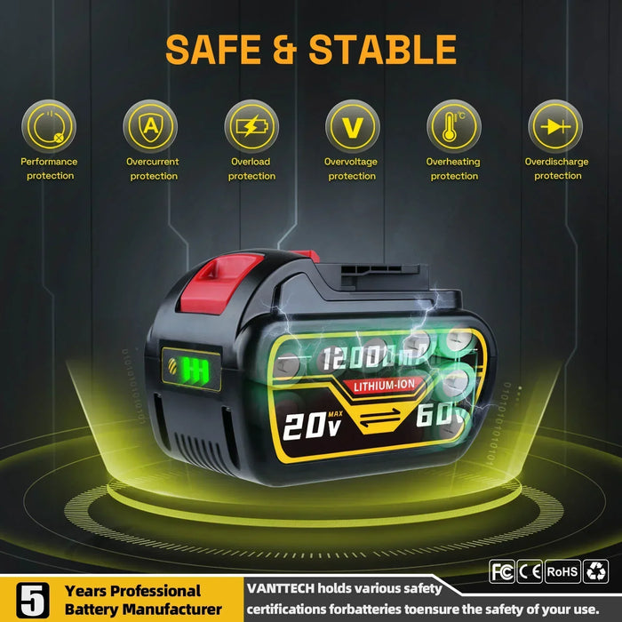 For Dewalt DCB609 20V/60V MAX FLEXVOLT Li-Ion 12.0Ah Battery DCB609-2 DCB606 4PACK