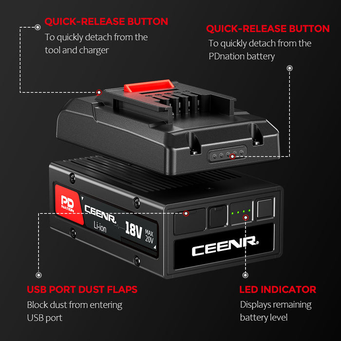 Ceenr® 4.0Ah PDnation Battery For Einhell 18V Power Tools