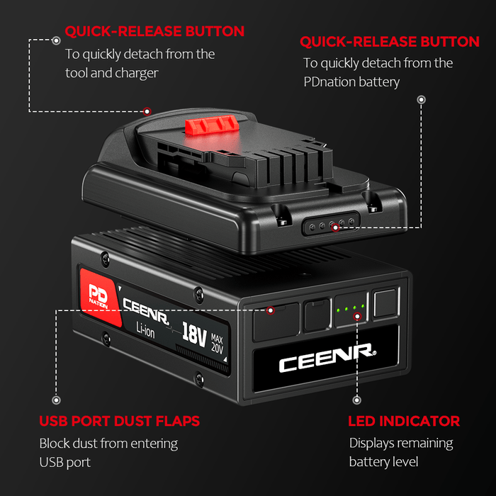 Ceenr® 4.0Ah PDnation Battery For DeWalt 18V(20V Max) Power Tools