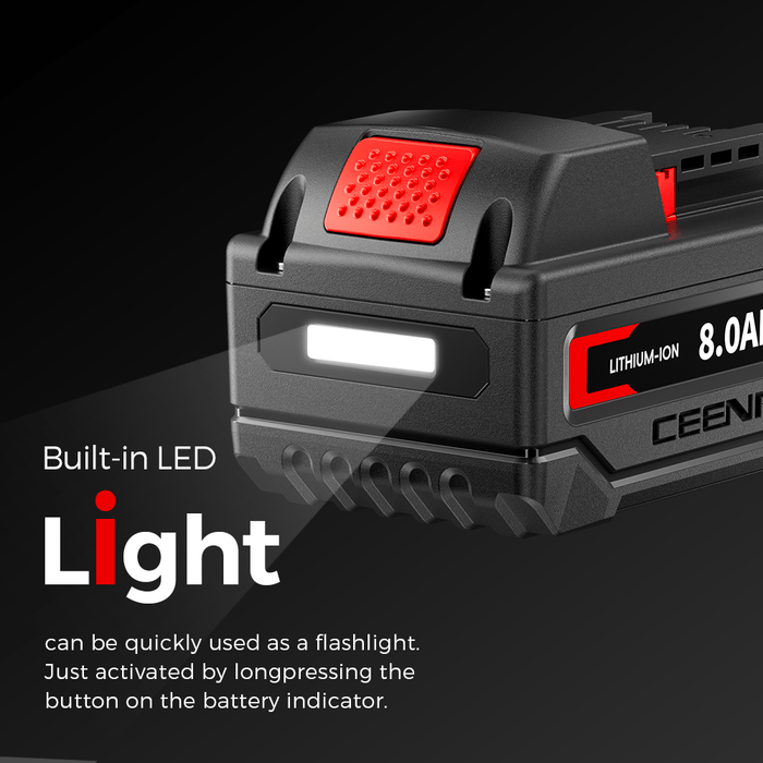 Ceenr 8.0Ah Battery For Milwaukee 18V | Replacement Model M 18, with Lishen 21700 Battery Cell (LR2170LA)