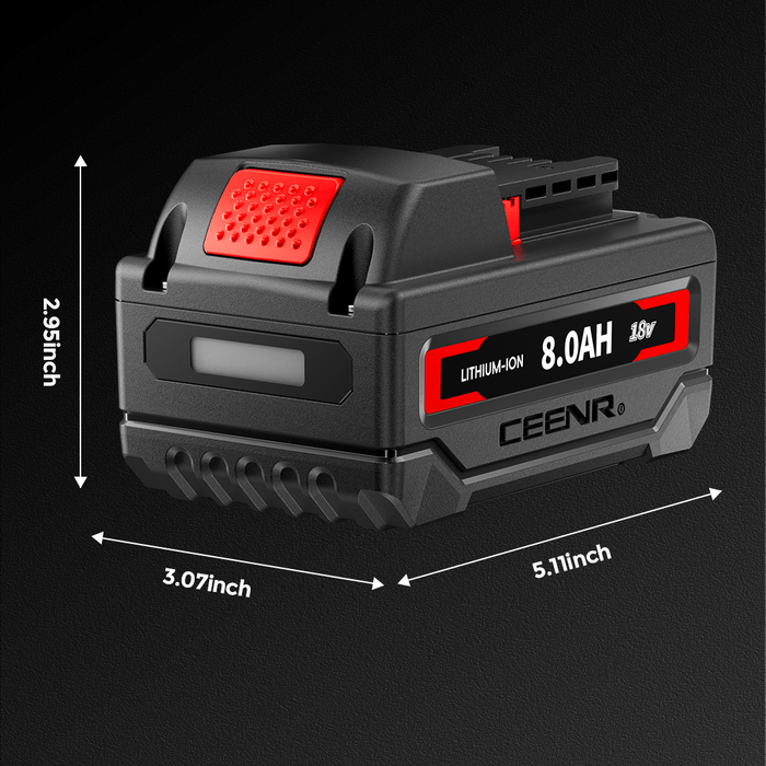 Ceenr 8.0Ah Battery For Milwaukee 18V | Replacement Model M 18, with Lishen 21700 Battery Cell (LR2170LA)