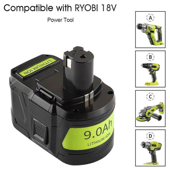 9.0Ah High Capacity For Ryobi 18V One+ Battery replacement | P108 Li-ion Battery 2 Pack | clearance