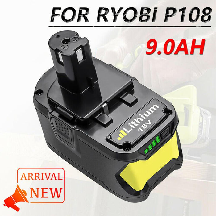 9.0Ah High Capacity For Ryobi 18V One+ Battery replacement | P108 Li-ion Battery 2 Pack | clearance