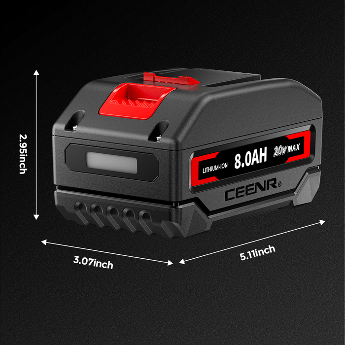 Ceenr 8.0Ah Battery For Worx 20V Max 2 Pack | Model WA3520, with Lishen 21700 Battery Cell (LR2170LA)