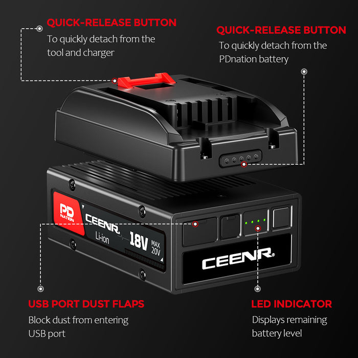 Ceenr® 4.0Ah PDnation Battery For Worx 20V WA3520 Power Tools