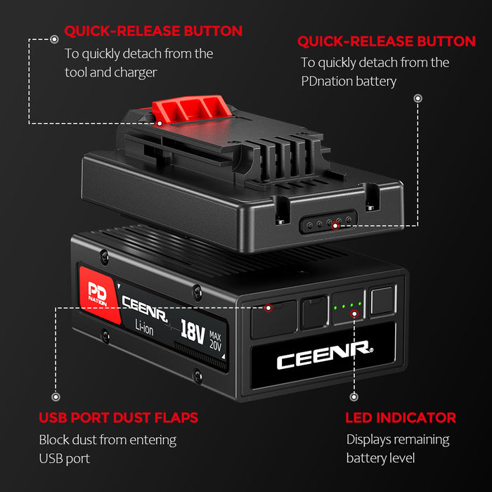 Ceenr® 4.0Ah PDnation Battery For Porter Cable 20V Power Tools