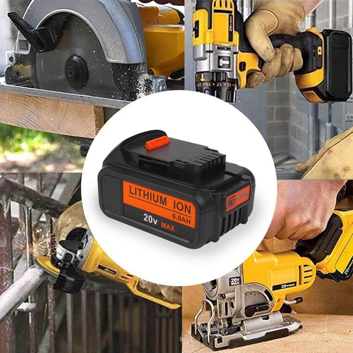 6.0Ah For DeWalt DCB200 20V Max Battery Replacement | DCB205 DCB204 Li-ion Battery 6 Pack