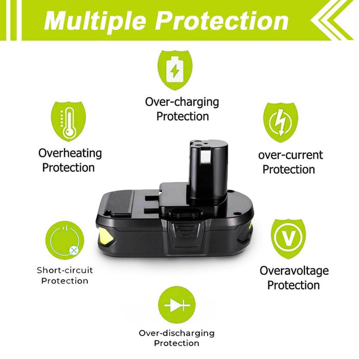 3.6Ah For Ryobi P102 Battery Replacement | 18V Li-Ion Battery 4 Packs