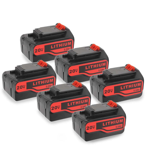 For Black and Decker LBXR20 Battery Replacement | 20V 5.0Ah Li-ion Battery 6 Pack