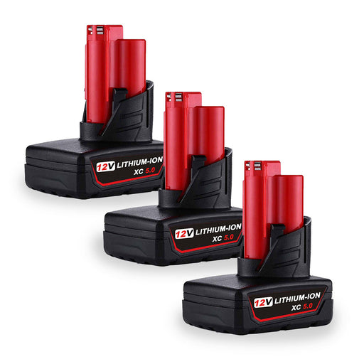 For Milwaukee M12 12V 5.0Ah 3 Pack