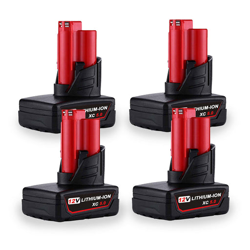 For Milwaukee M12 12V 5.0Ah 4 Pack