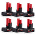 5.0Ah For Milwaukee M12 12V 6 Pack