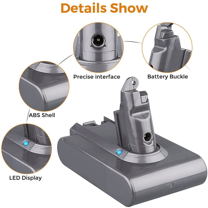 For Dyson 21.6V Battery Replacement 6.4Ah | Battery For Dyson V6 SV04 SV09 DC59 DC62 DC61 DC58