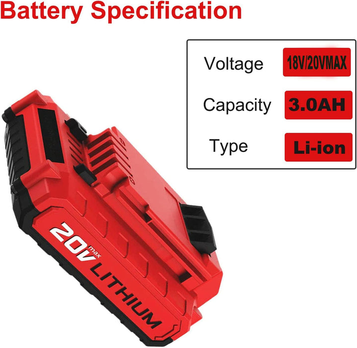 For Porter Cable 20V Battery 3.0Ah  PCC680L Li-ion Battery 2 Pack with PCC692L Charger Replace