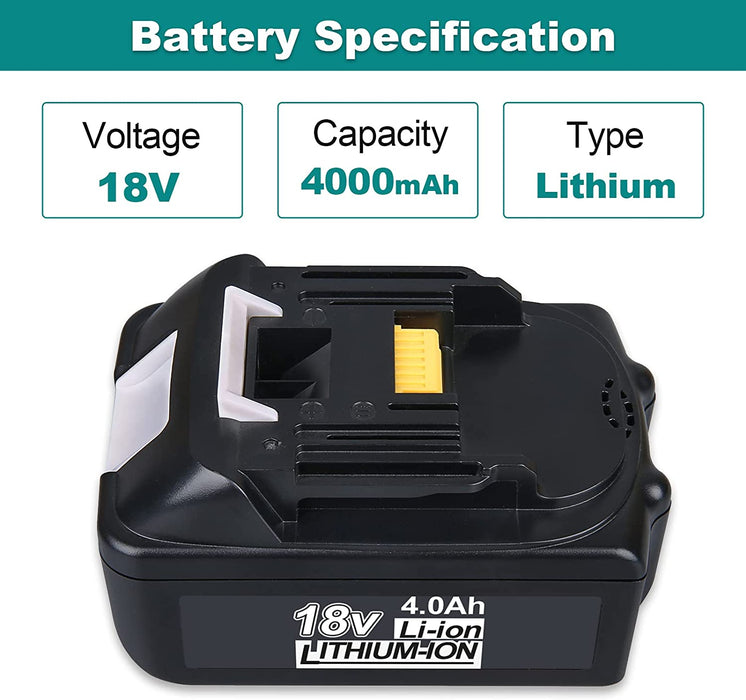 For Makita 18V Battery Replacement | BL1840B 4.0Ah Lithium BL1830 BL1840 BL1845 Battery