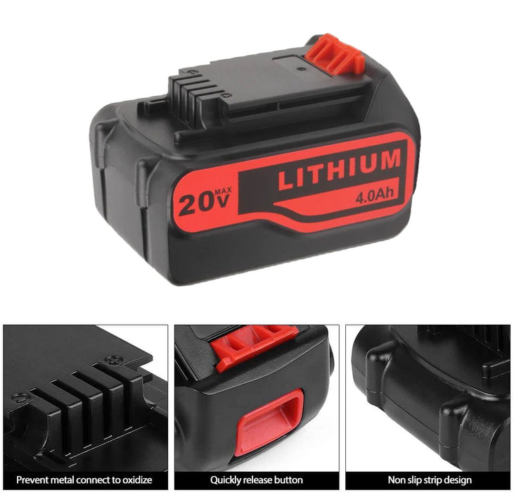 For Black and Decker 20V Battery Replacement | LB20 LBX20 LBXR20 4.0Ah Lithium-Ion Battery