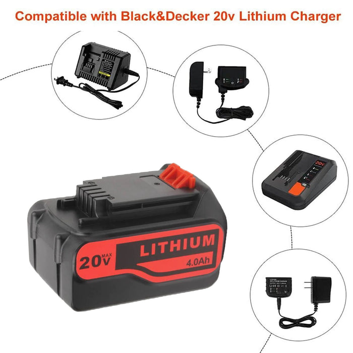 For Black and Decker 20V Battery Replacement | LB20 LBX20 LBXR20 4.0Ah Lithium-Ion Battery 3 Pack