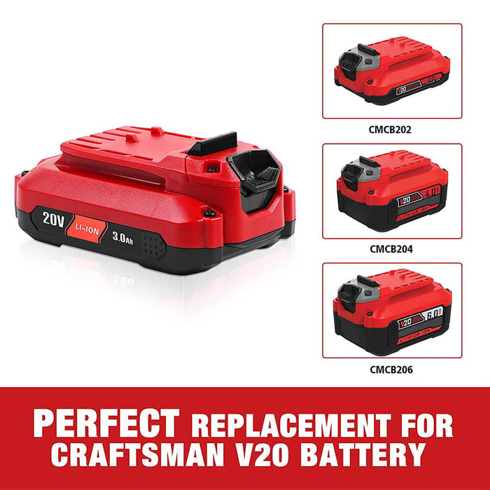 For Craftsman V20 CMCB203 Battery Replacment | 20V 3.0Ah CMCB204 CMCB206 Li-ion Battery Replacment