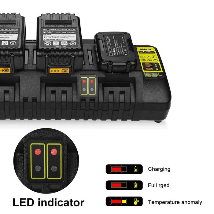 DCB104 Replacement Charger for Dewalt 12V/20V Max 4-Port Li-Ion Fast Charger DCB102 DCB104 DCB115 DCB204 Dewalt 20V Lithium Battery