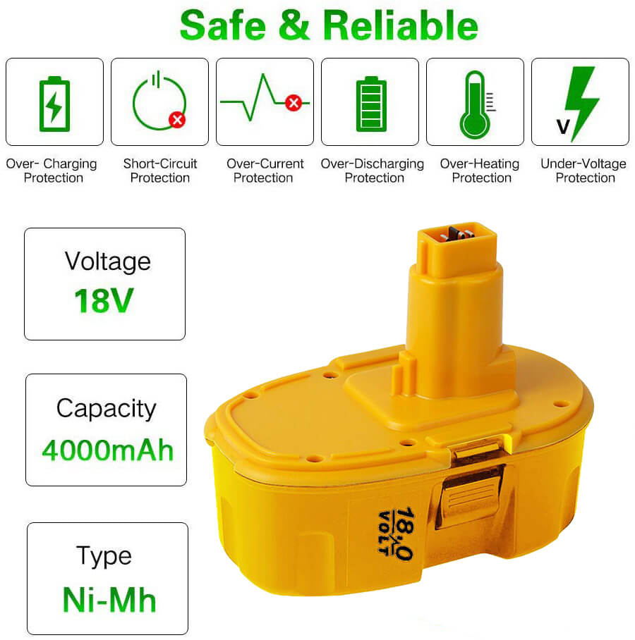 4.6 Ah 18 V DC 9096 Ni-Mh交換電池Dewalt 18 V電池対応DC 9096 DW