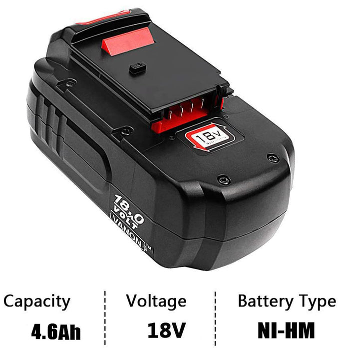 For Porter Cable 18V Battery Replacement | PC18B PCC489N PC188 PCMVC PCXMVC NI-MH 4.6Ah Battery 2 Pack